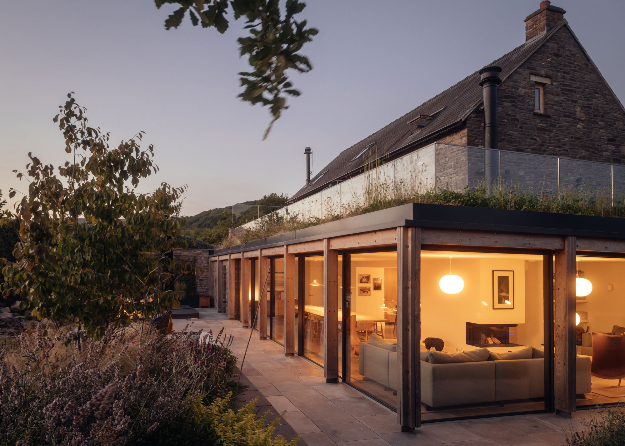 modern house with fully glazed ground floor