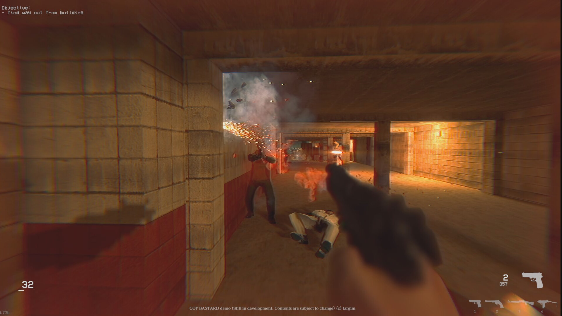 Shooting enemies in COP BASTARD.
