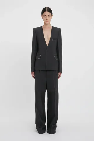 Victoria Beckham, Pocket Detail Panelled Trouser in Charcoal