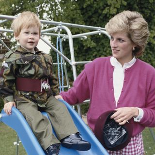 Prince Harry and Princess Diana in the garden of Highgrove House in Gloucestershire on July 18, 1986.