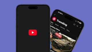 Screenshots of the YouTube logo and YouTube trending page