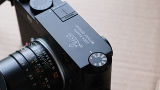 Close up of Leica M11-P camera engraving