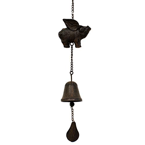 Midwest-Cbk Flying Pig With Wings Bell Wind Chime Cast Iron