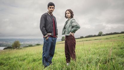 Zain Iqbal as Ravi Singh and Emma Myers as Pip Fitz-Amobi in A Good Girl&#039;s Guide to Murder.