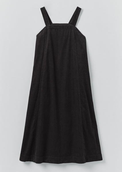Organic Cord Apron Dress | Charcoal