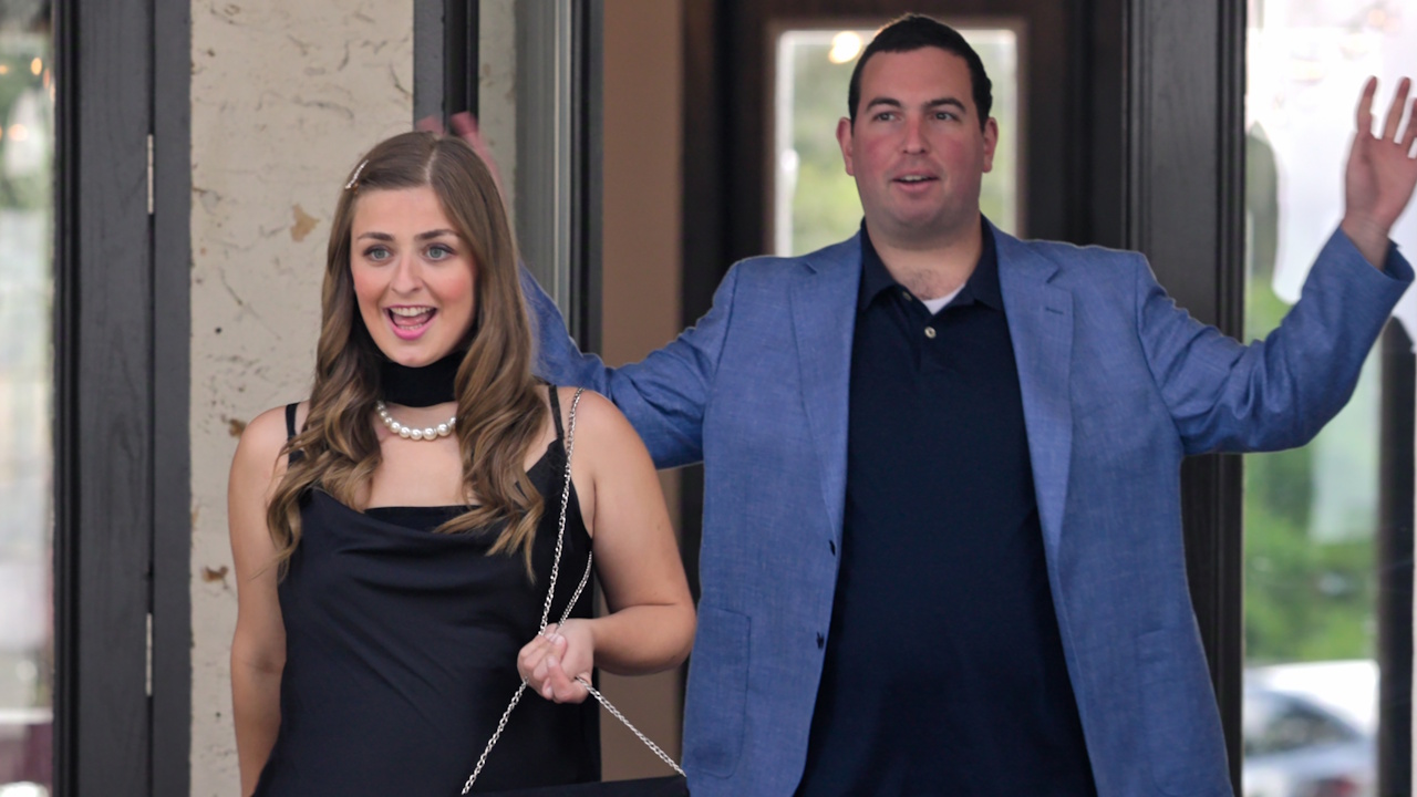 Abbey Romeo and David Isaacman arrive at Madison's engagement party on Love on the Spectrum Season 4. 