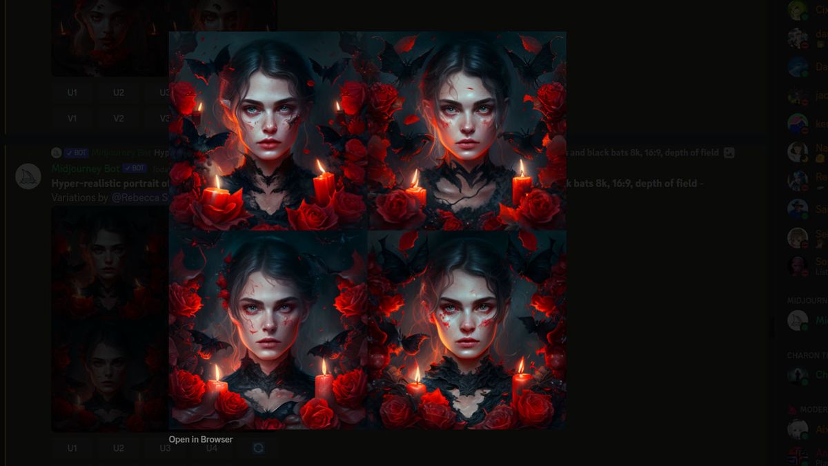 Examples of what happens after pressing a Variation button in Midjourney.