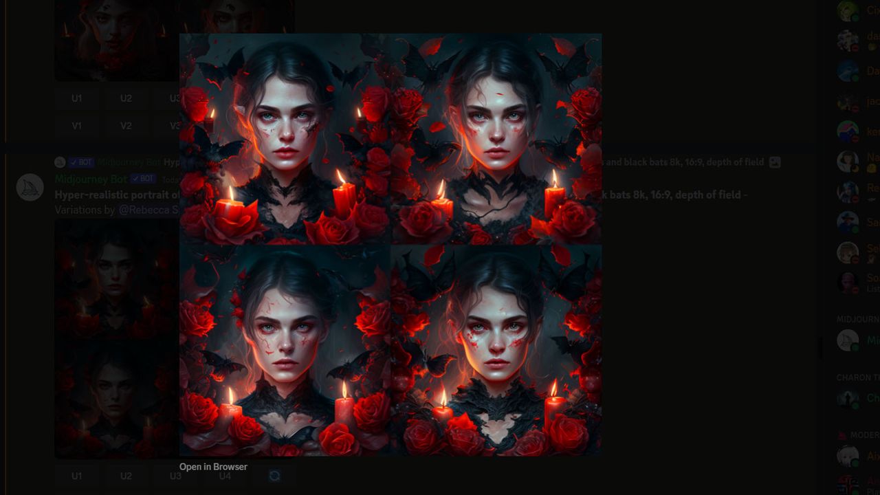 Examples of what happens after pressing a Variation button in Midjourney.