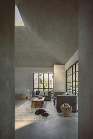 interior with dramatic skylight at Casa El Aguacate