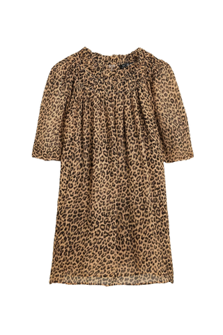 J.Crew Flowy Smocked Top in Leopard Crinkle Chiffon