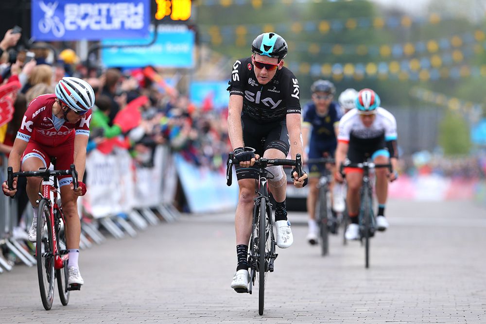 Team Sky's Tao Geoghegan Hart finishes the final stage at Tour de Yorkshire