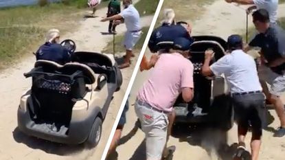 Fans Help John Daly After Cart Gets Beached