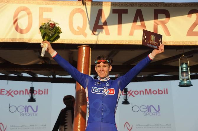 Arnaud D&eacute;mare (FDJ) on the podium