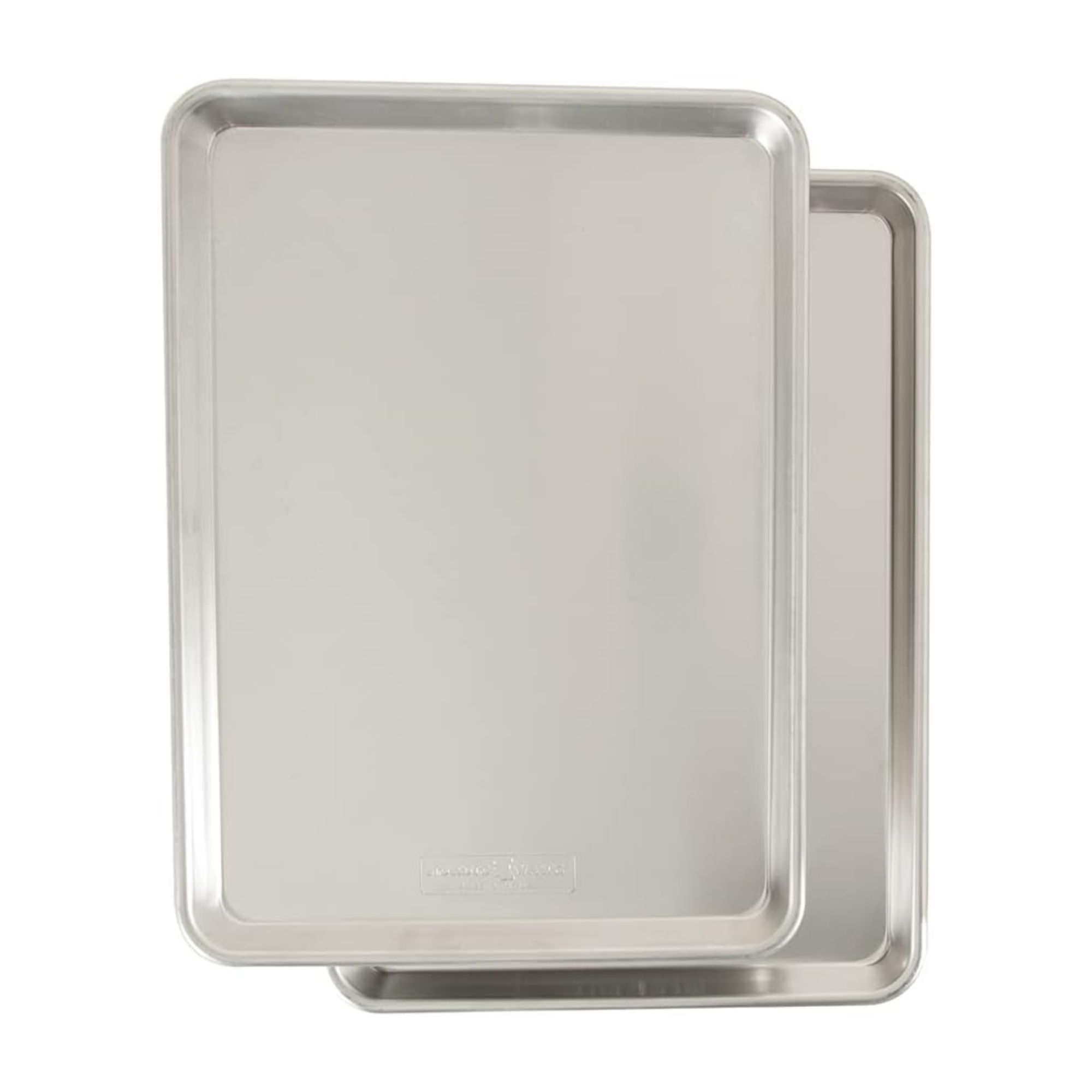 Two aluminum baking sheets