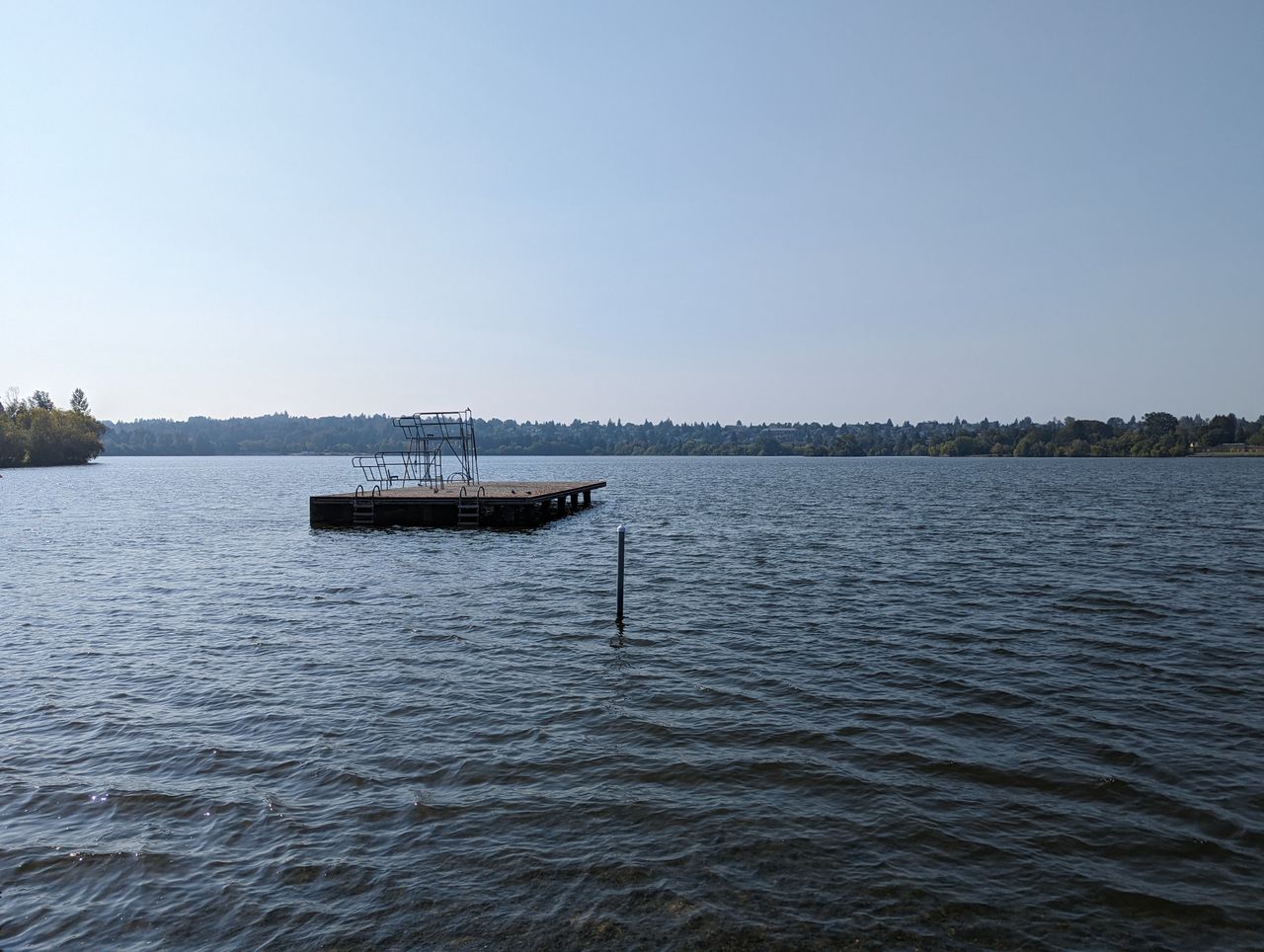 Pixel 7 wide shot of a structure on a lake