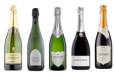 Five bottles of English blanc de blancs sparkling wines