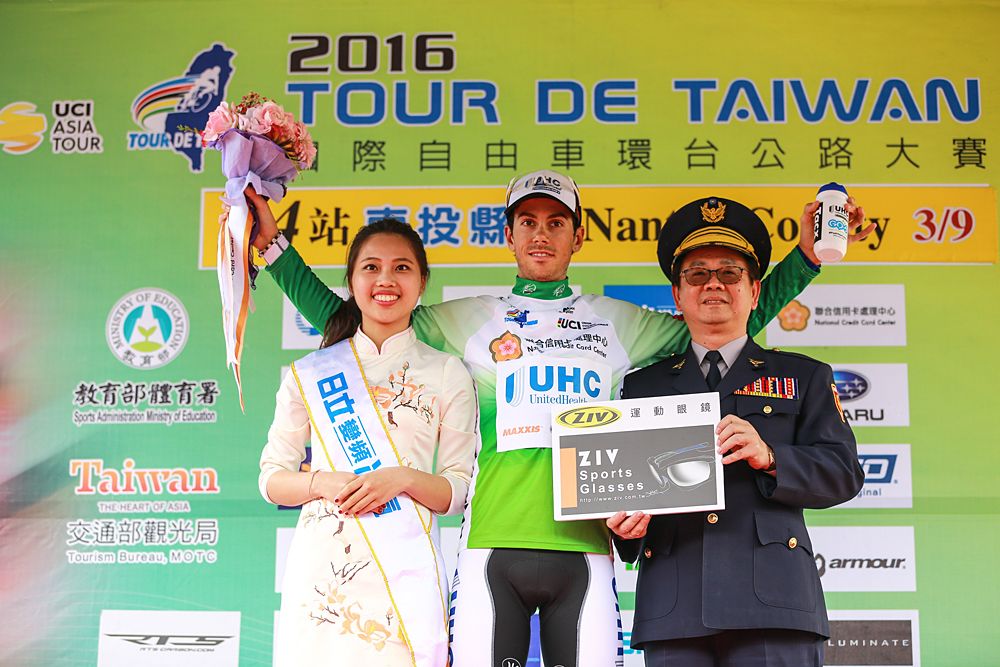 Marco Canola (Ita) UnitedHealthcare Pro Cycling Team in the green points jersey at Taiwan