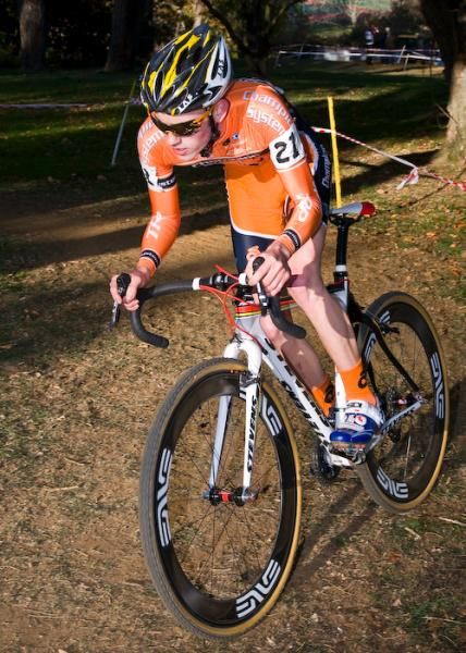Jesse Keough (Champion systems) drives out of the corner.