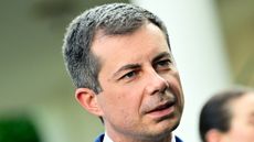 close-up shot of Pete Buttigieg's face