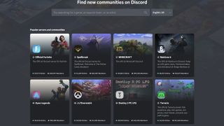 The Discord user interface. The far left sidebar lists all the Discord