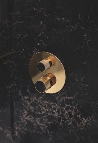 Grohe Spa brass shower control on wall