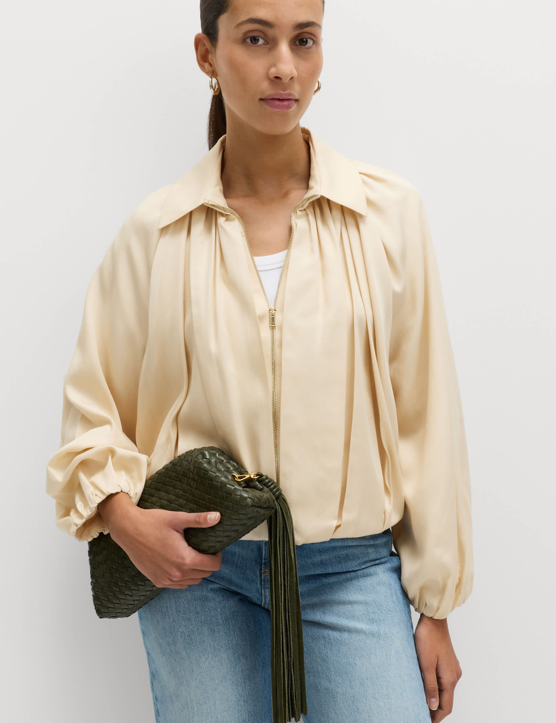 Pure Lycocell Pleated Bomber Jacket