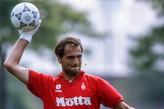 Sebastiano Rossi training for AC Milan ahead of the Italian Super Cup against Torino in 1993.