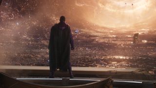 Jonathan Majors as Kang the Conqueror looking over the quantum realm in Ant-Man and the Wasp: Quatumania