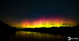 Aurora, Meteor and Big Dipper Over Montana