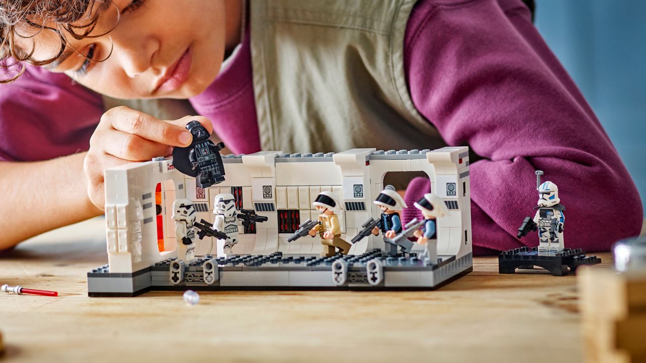 Lego Boarding the Tantive IV set being played with by a boy