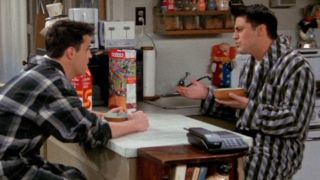 Chandler and Joey eat cereal on Friends.