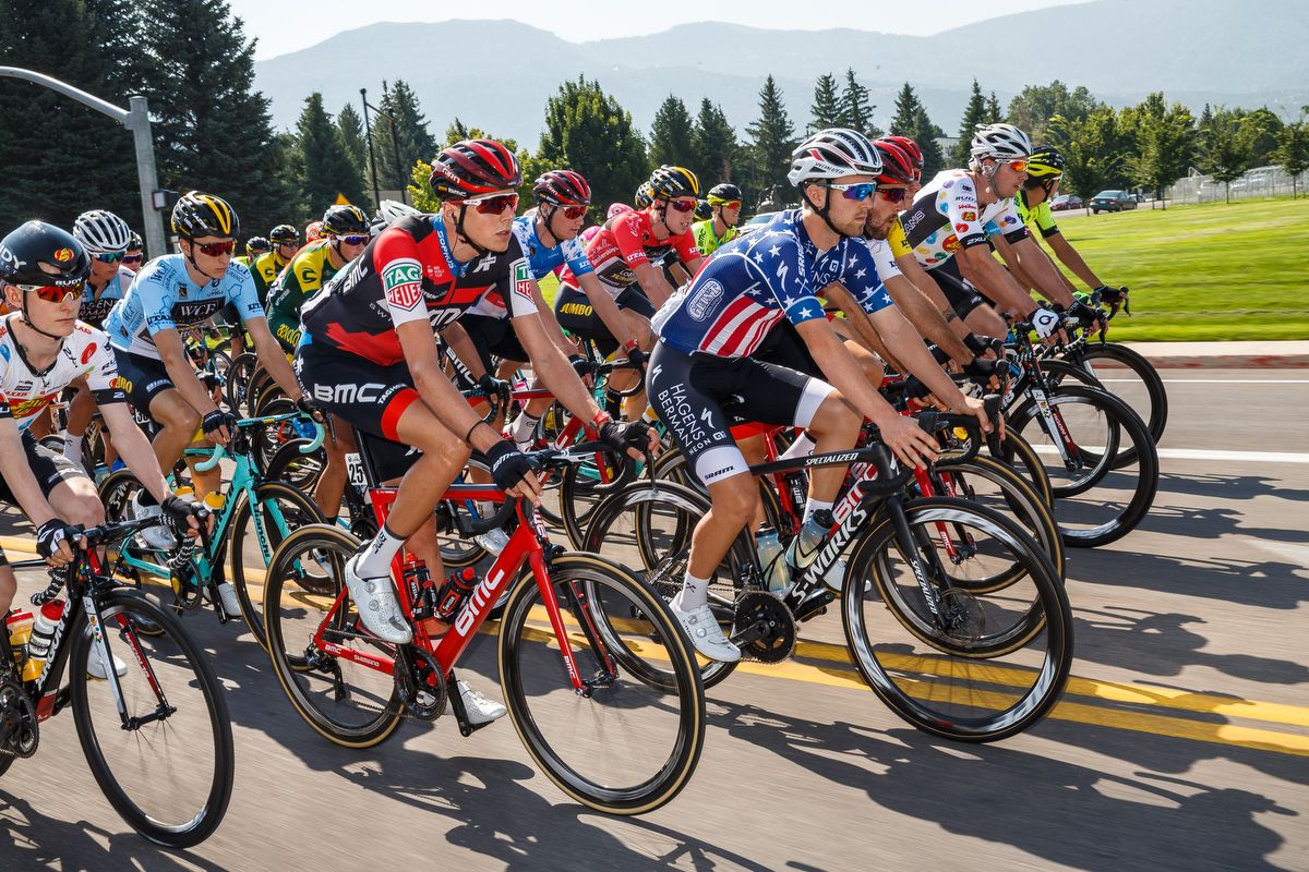 US champion Jonny Brown rides in the bunch during stage 1 at the Tour of Utah