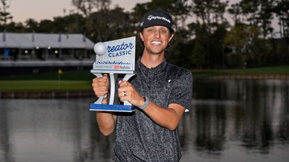 Grant Horvat holds the Creator Classic trophy