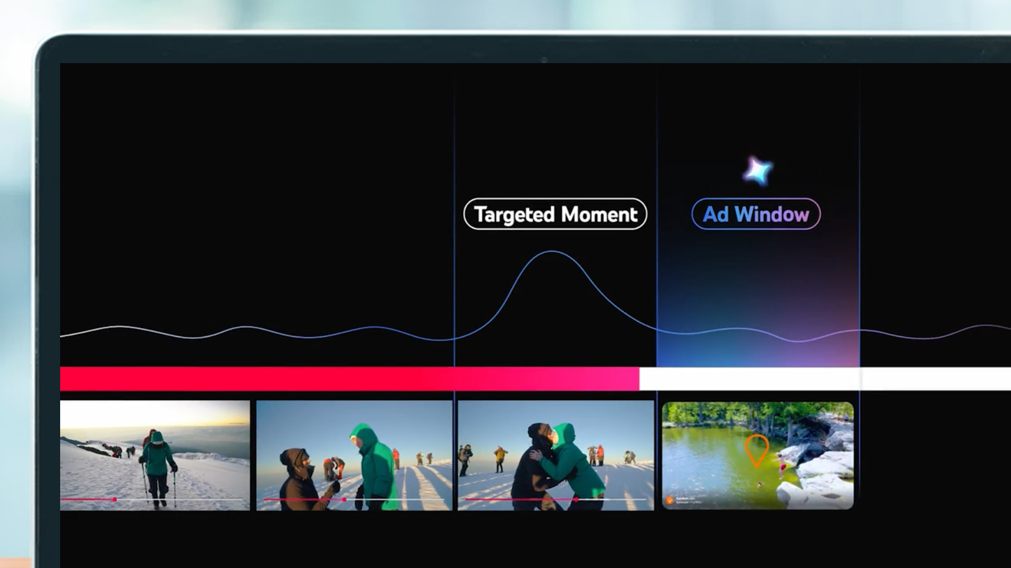 A laptop screen showing a new YouTube ad tech that places ads after a 'targeted moment'
