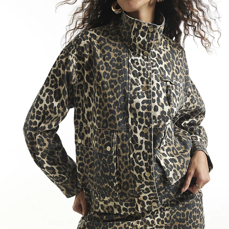 River Island, leopard print denim jacket