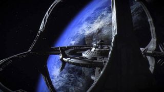 A view of the space station from "Star Trek: Deep Space Nine,"