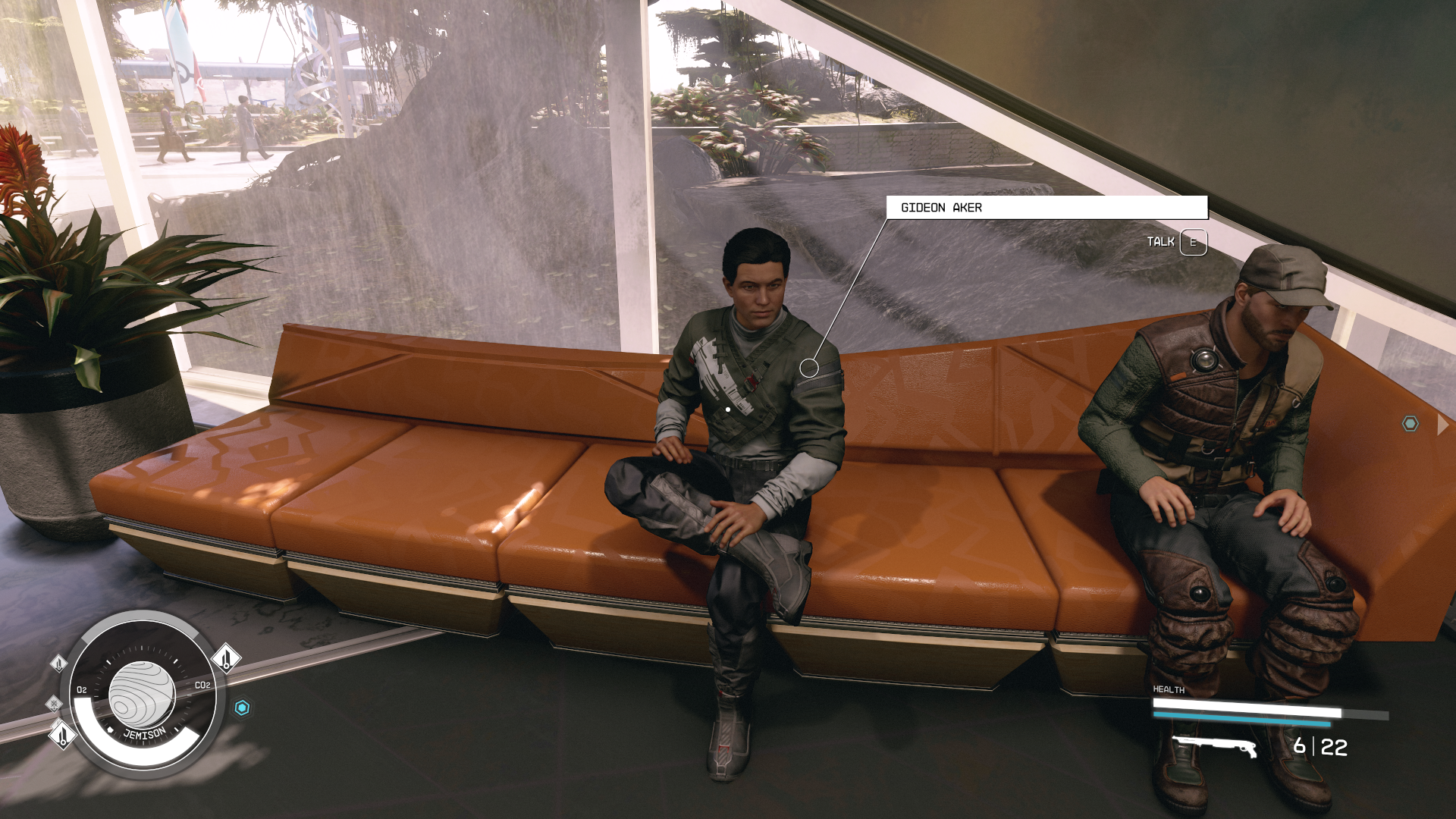 Starfield companions - Shot of man sitting next to another on a sofa