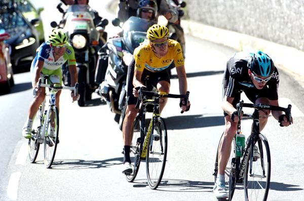 Chris Froome leads Bradley Wiggins and Vicenzo Nibali