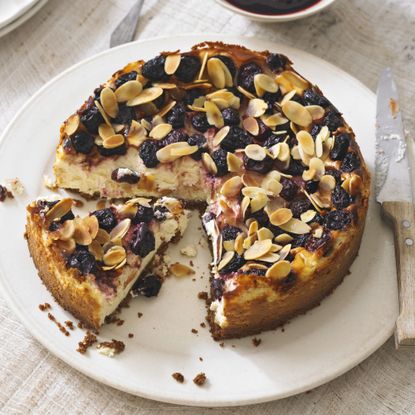 Baked dark cherry and almond cheesecake recipe-recipe ideas-new recipes-woman and home-recipe