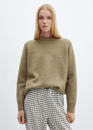 Cotton-Linen Round-Neck Knitted Sweater