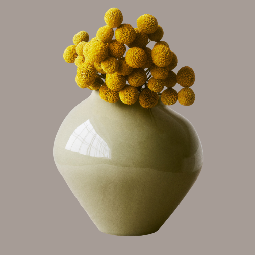 Large Irregular Stoneware Vase - Dark Green