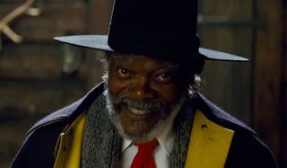 The Hateful Eight Marquis Warren smiling at the audience