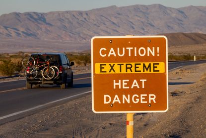 A sign warning of extreme heat danger in Death Valley, California. 