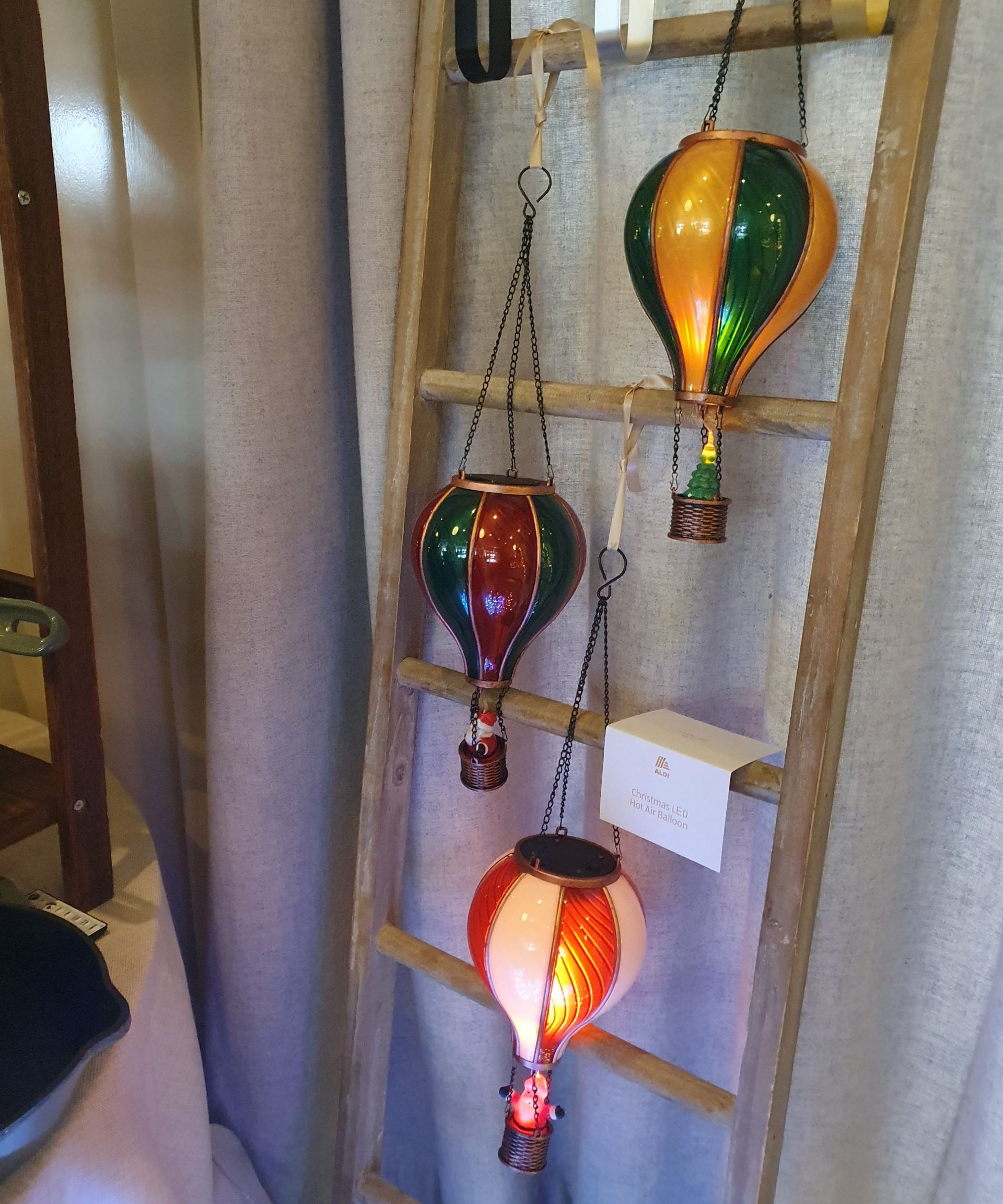 Aldi's hot air balloon-style LED outdoor lights displayed at the retailer's Christmas press preview for 2026