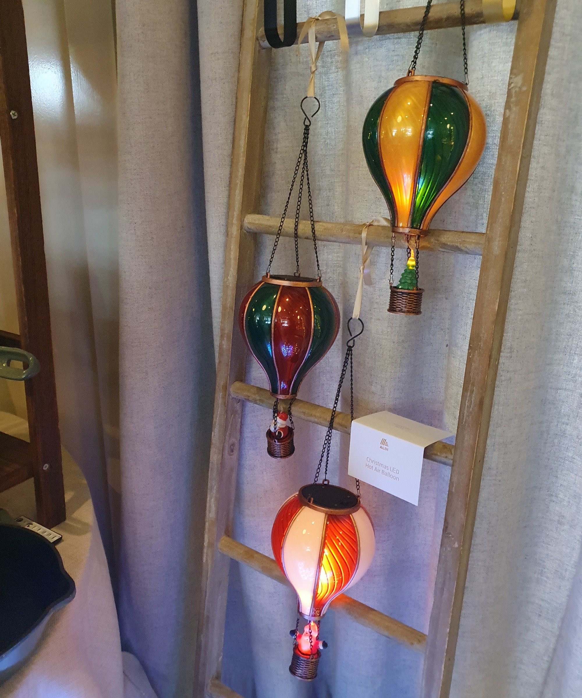 Aldi's hot air balloon-style LED outdoor lights displayed at the retailer's Christmas press preview for 2026