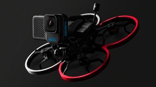 The GoPro Hero 10 Black Bones mounted on a drone