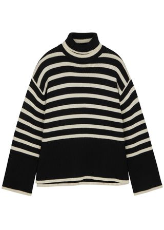 Striped Roll-Neck Wool-Blend Jumper