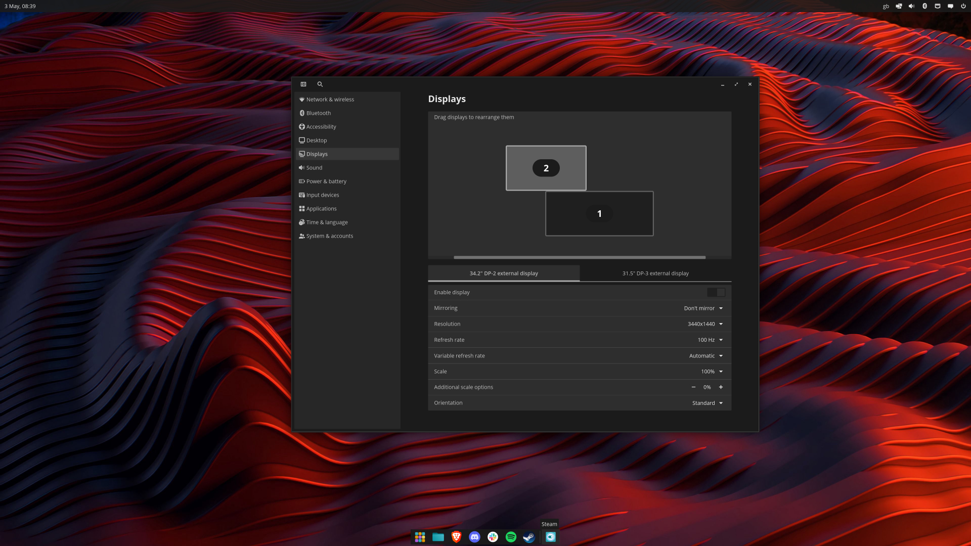 The Pop! OS desktop on an Nvidia-powered gaming PC.