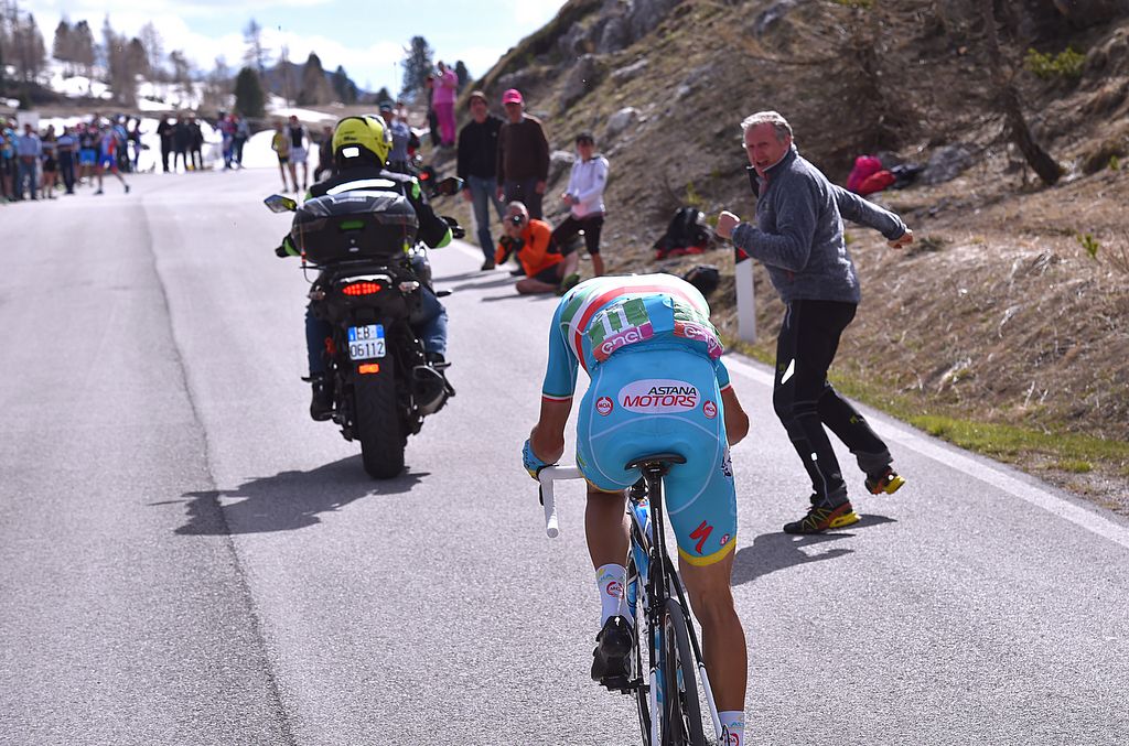 Vincenzo Nibali (Astana) is cheered on by the tifosi