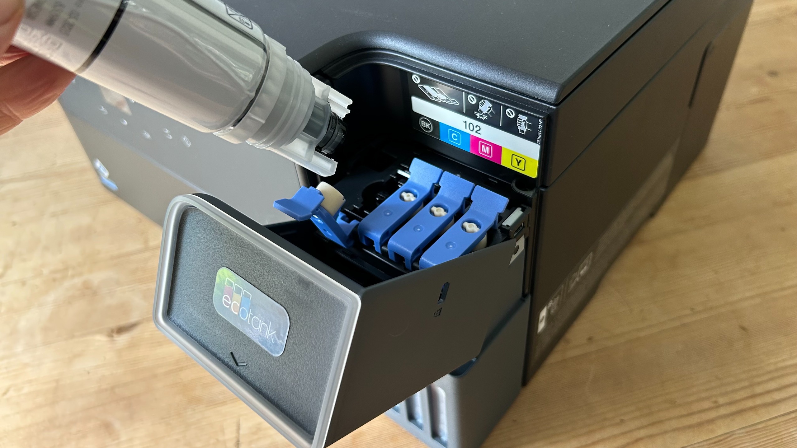 Testing the Epson EcoTank ET-2980 ink tank printer in a home office